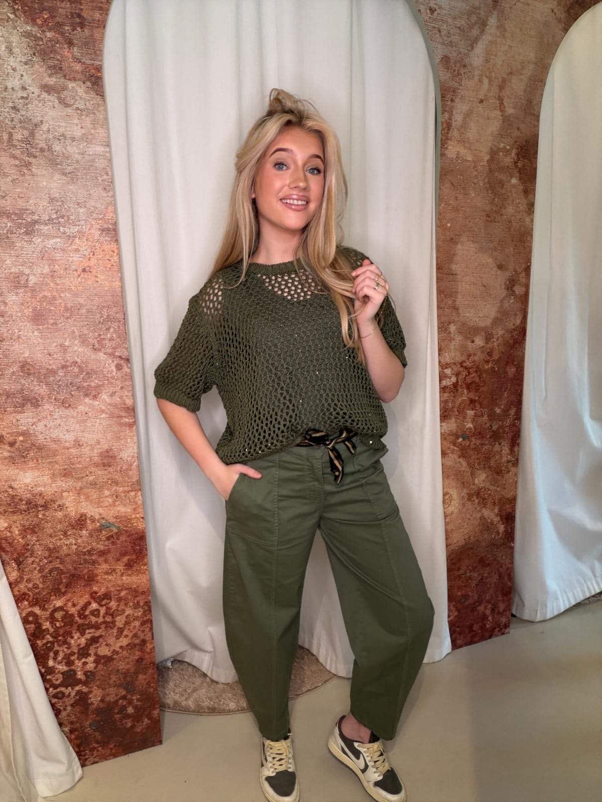 Army knitted pull