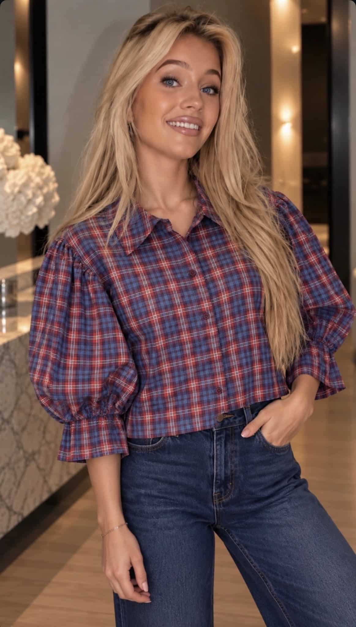 checker blouse